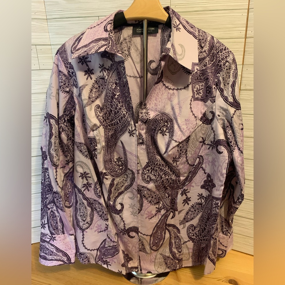Jones New York Purple Paisley Shirt